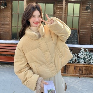 主推现货90绒低价走量加厚落叶黄短款 羽绒服