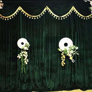 婚庆背景布幔纱幔金丝绒婚礼舞台场地布置墙面舞台幕布直播背景布