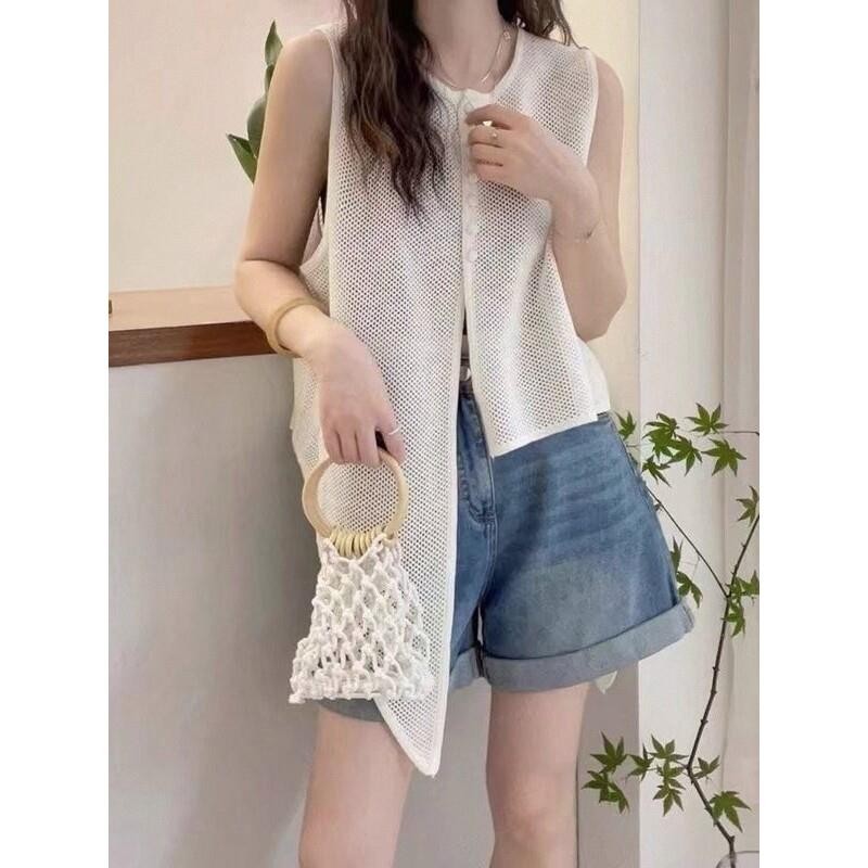 夏季小众不规则镂空针织马甲女