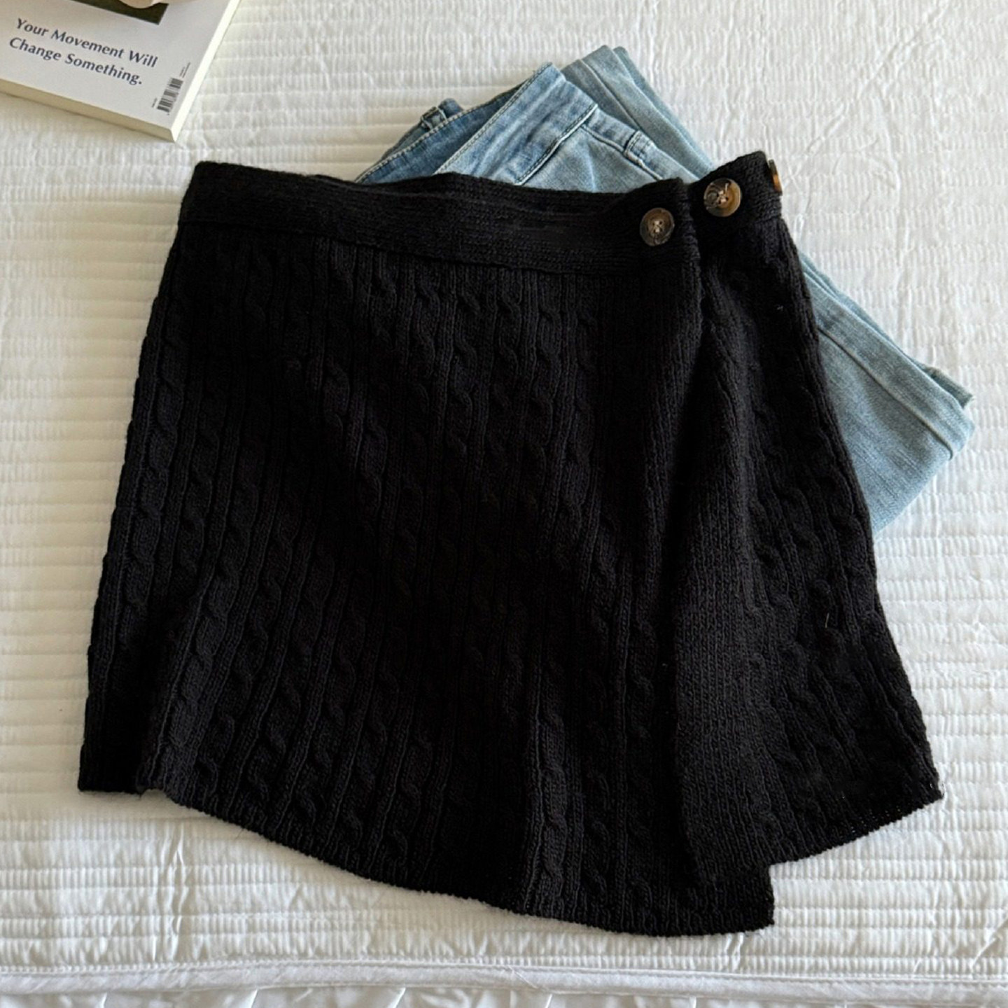 针织毛线屁帘半身裙子叠穿遮臀屁股裙罩披肩女秋冬小个子配鲨鱼裤