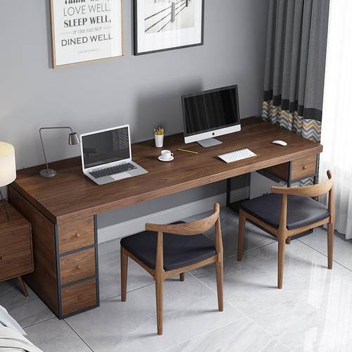 现代简约实木办公桌家用儿童单双人写字台书桌卧室书房电脑桌