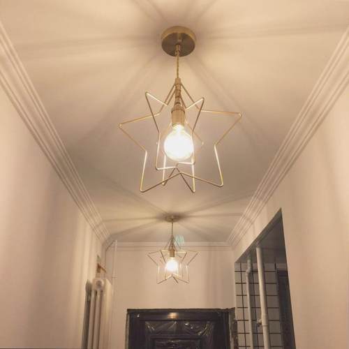 北欧创意餐厅吊灯三头个性走廊玄关过道五角星吧台灯卧室床头吊灯