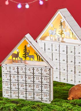 白色24天倒计时日历 圣诞数字日历摆件 圣诞装饰品家居工艺品摆饰