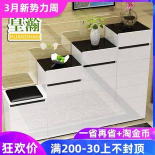 简约现代门厅柜北欧阶梯式鞋柜客厅隔断双面家用门口高低柜烤漆