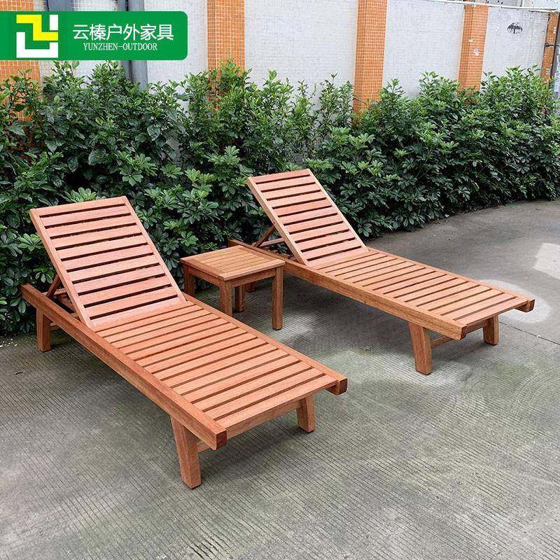 户外庭院躺床室外实木躺椅阳台花园别墅海边泳池休闲防腐木沙滩椅