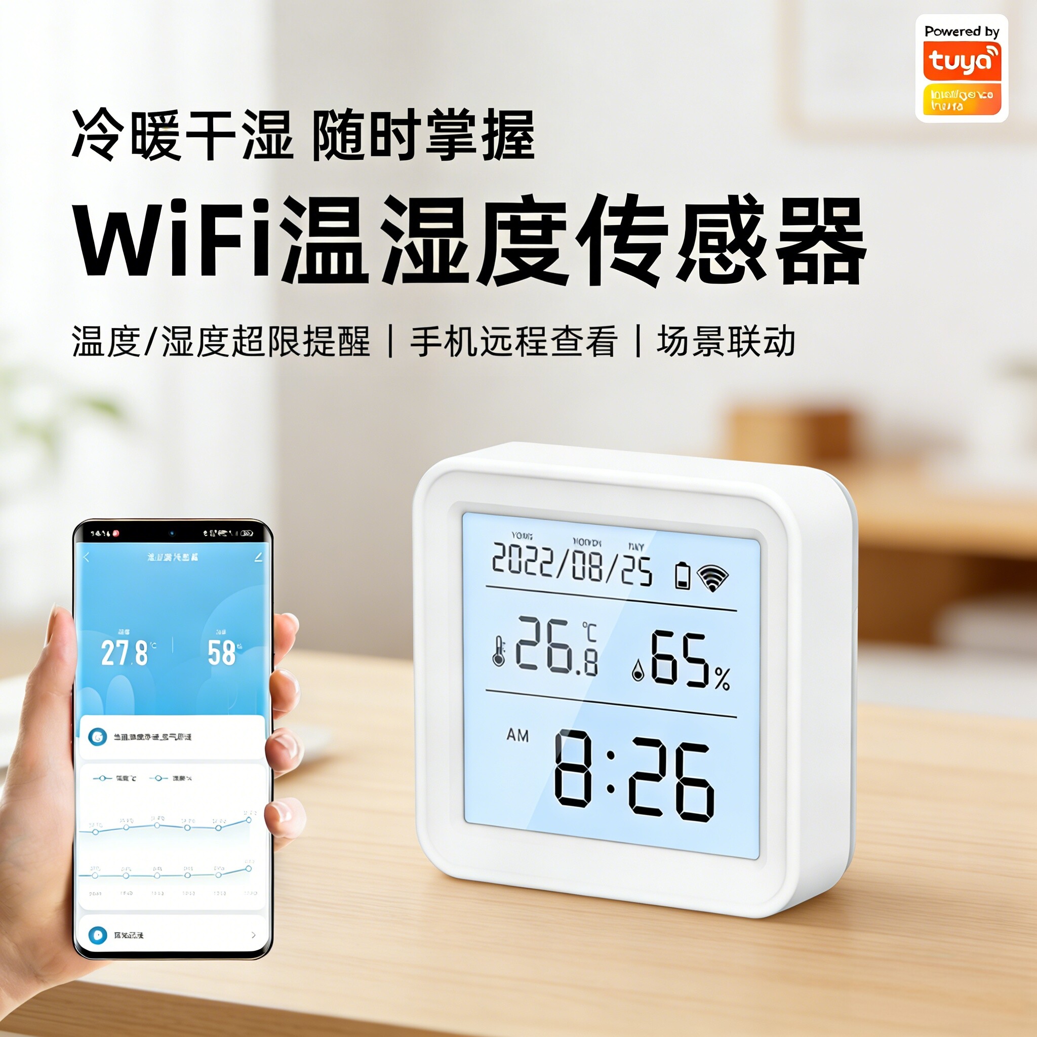 tuya涂鸦WiFi智能温湿度传感器电子温度计婴儿房手机远程实时告警