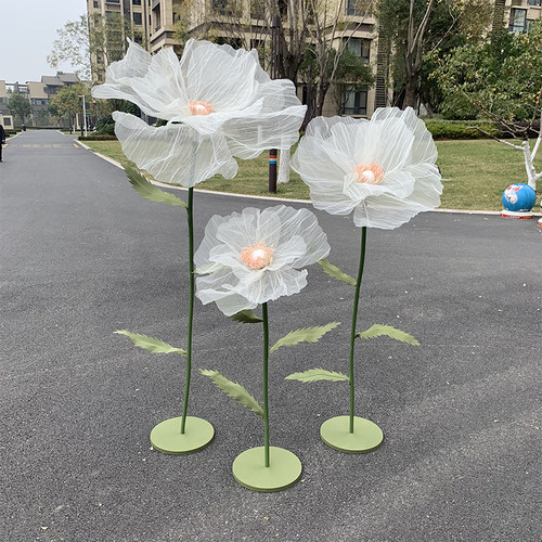 婚庆真丝花手工纸花丝网花橱窗装饰道具纱花场景布置婚礼路引花