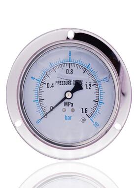 供应全钢耐震压力表轴向带前边面板式埋入式崁入式YN100ZT 1.6MPA