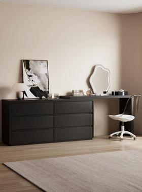 XKS04-B妆台黑色梳妆台斗柜一体现代简约实木化妆桌卧室新款轻奢