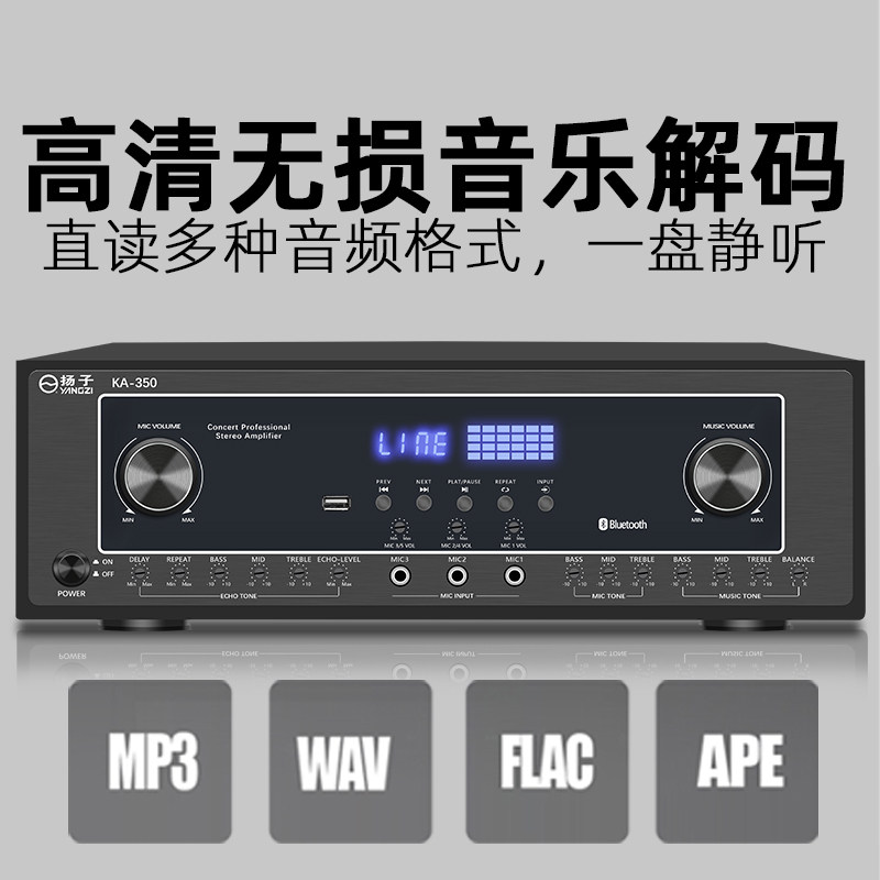 专业蓝牙功放机大功率家用K歌音响插卡收音舞台 立体影视功放机
