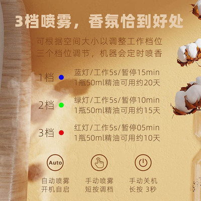 新款香氛机充电定时自动喷香机酒店金属免打孔磁铁磁吸壁挂大容量