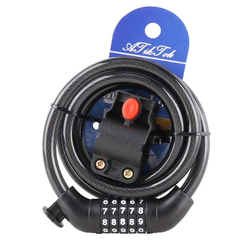自行车密码锁五位密码锁死飞单车防剪电动车钢缆锁山地车锁防盗锁