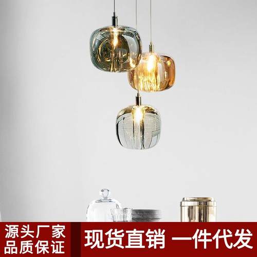 现代简约餐厅楼梯三头水晶长吊灯个性公寓卧室单头创意床头小吊灯