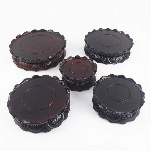 家用实木质莲花底座观音菩萨佛像加高摆件奇石头花盆瓶财神供奉艺