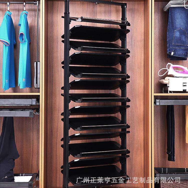 衣帽间360度旋转鞋架 铝合金多层交叉阻尼回转鞋柜 玄关防尘鞋柜