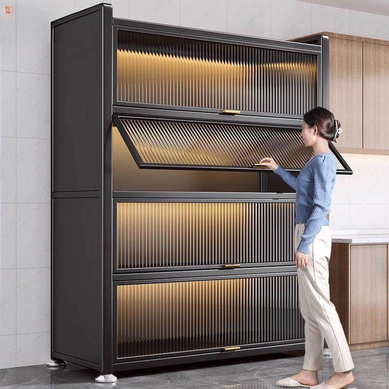 厨房置物架落地餐边柜储物柜子多层家用客厅微波炉收纳橱柜