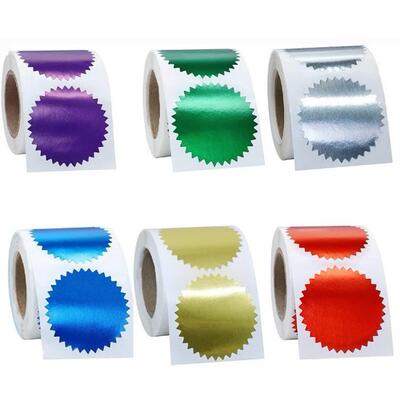 50mm金银钢印贴纸齿轮Embossed Stickers凸凹印章证书印鉴标250个