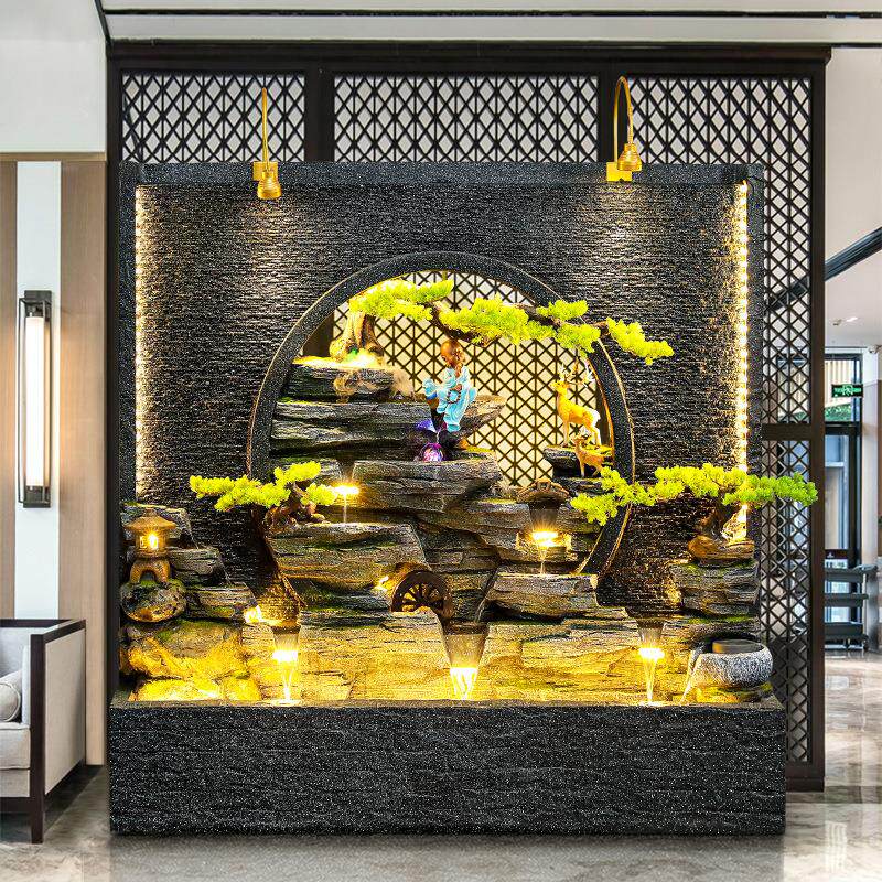 假山水幕墙鱼缸流水墙屏风客厅庭院鱼池瀑布造景装饰招财景观摆件