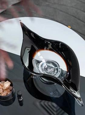 现代极简简约透明玻璃水果盘样板房酒柜摆件售楼处摆场摆设