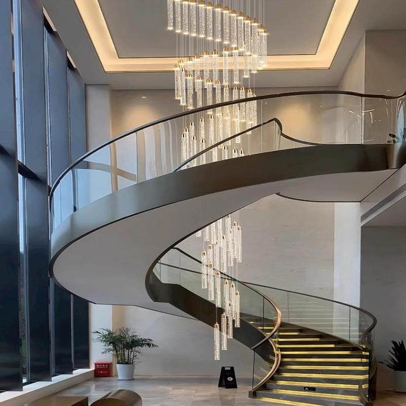 水晶楼梯公寓loft高级挑空感挑高极简复式楼吊灯自建房别墅长吊灯,家装灯饰光源,智能吊灯,淘宝优惠券,粉丝福利购,淘宝优惠卷