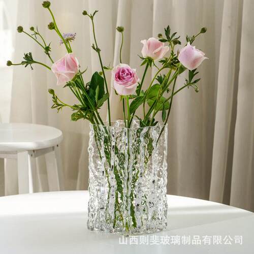 ins风纯手工现代简约透明玻璃花瓶客厅创意鲜花插花装饰摆件