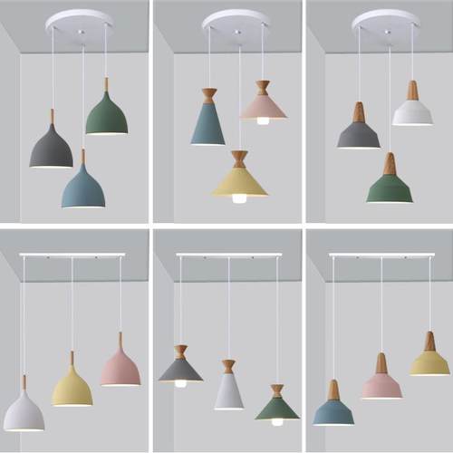 北欧餐厅吊灯三头现代简约饭厅过道灯创意床头马卡龙吊灯