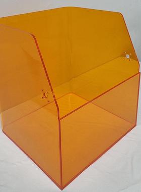 工厂热弯丝印加工 透明橙色亚克力打印机罩子 有机玻璃五面盒子