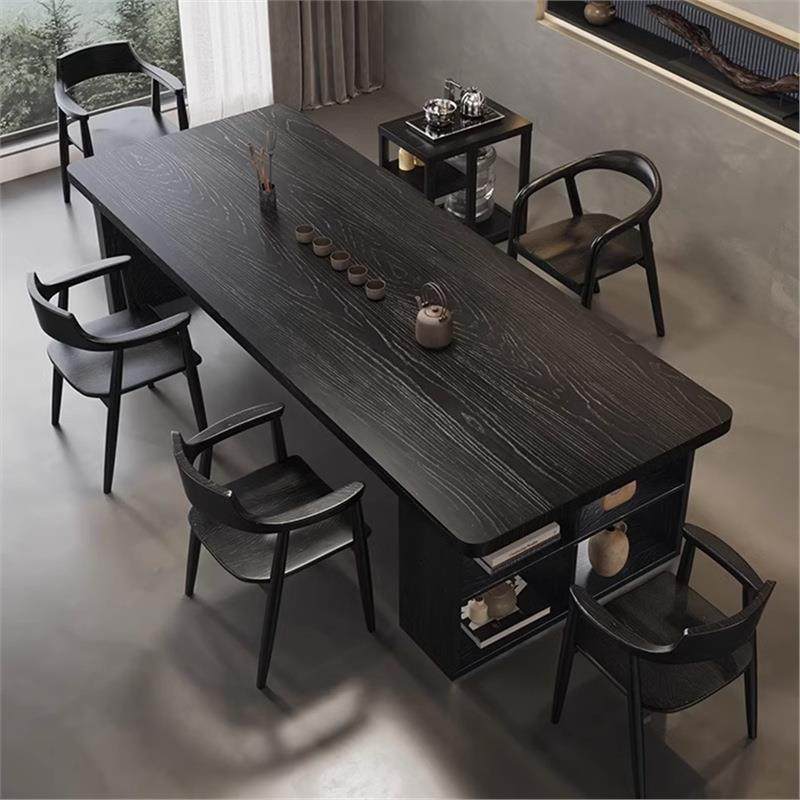 客厅实木大书桌书柜一体写字桌家用去客厅化学习书桌办公桌