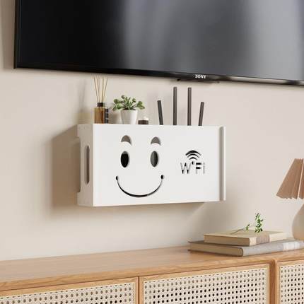 墙上电线插座遮挡箱支架挂墙机顶盒置物架壁挂路由器收纳盒免打孔