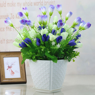 仿真花套装 饰花艺摆件 郁金香假花绢花干花束家居客厅餐桌电视柜装
