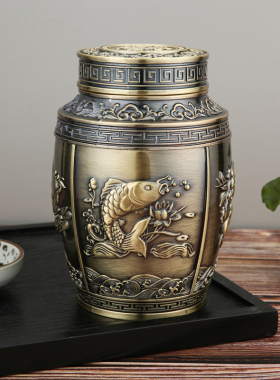 欧式茶叶罐密封精品高档小号便携铁罐家用高端装柿子中式摆件大