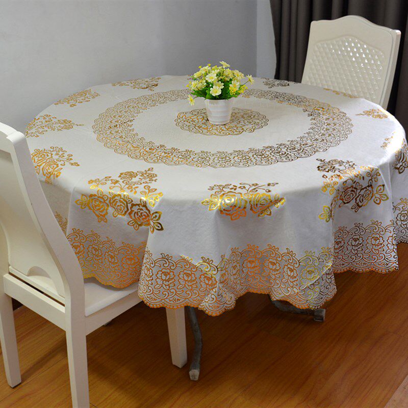 加厚圆形塑料台布简约现代pvc防水防油防烫免洗折叠大圆桌餐桌布