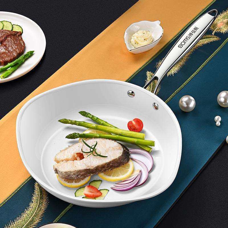 陶瓷无涂层不粘锅厨房通用炉灶炒菜锅家用煎蛋锅牛排煎锅平底锅