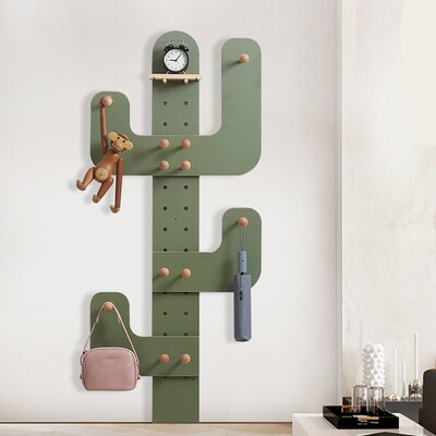 木工小舅 入户玄关仙人掌洞洞板挂衣 进门入门创意壁挂式衣帽架
