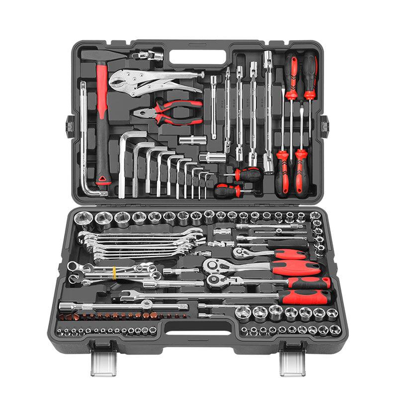 132件工具套装套筒扳手机修汽车修理工具快速棘轮五金组合工具箱