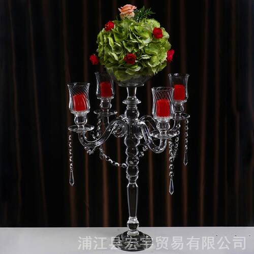 水晶烛台婚庆婚礼餐桌装饰用品蛋糕塔花托插花水晶蜡烛台