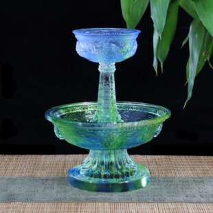 锋明琉璃八吉祥护法杯中式护法法器藏式琉璃护法供杯修禅摆件