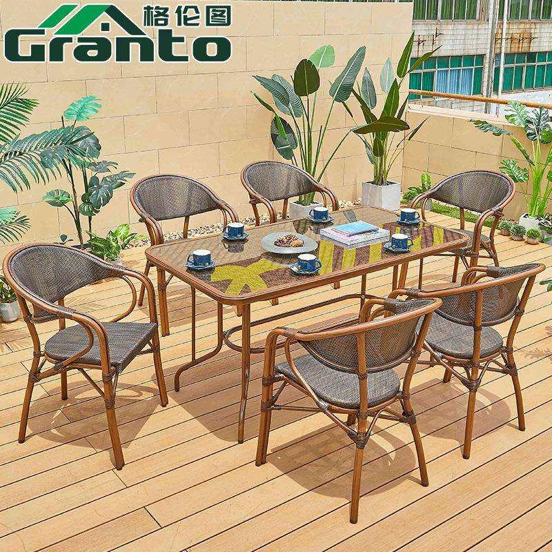 户外休闲桌椅奶茶咖啡厅网布椅阳台露台花园三五件套室外桌椅组合