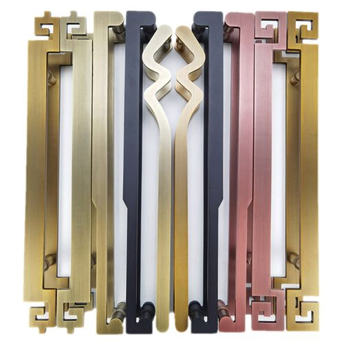 中式简约仿古铜推拉玻璃门拉手黑色酒店包厢木门双开大门把手定制