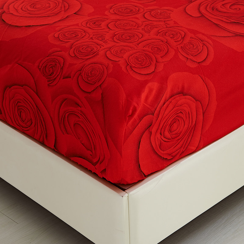 结婚庆大红色床罩单件床笠席梦思保护套防滑床垫套子1.5m1.8m2米
