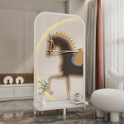 欧式骏马入户屏风隔断客厅移动遮挡简约房间卧室装饰置物座屏