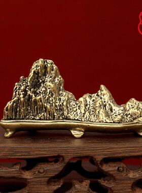 创意新款古铜器实心假山笔架办公书房桌面镇纸茶宠摆件装饰工艺品