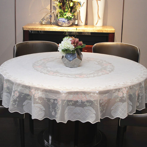 欧式圆桌桌布家用饭店酒店防水防油防烫免洗pvc蕾丝餐桌布桌垫