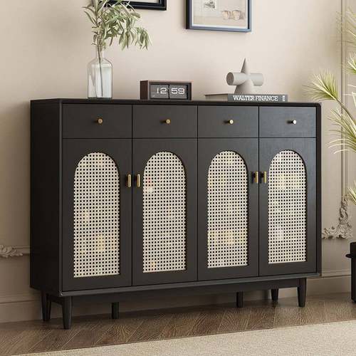 法式覆古藤编鞋柜家用门口实木框入户玄关收纳储物一体靠墙大容量