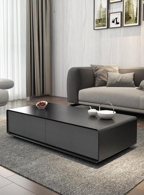 现代简约茶几 北欧长方形大小户型客厅创意储物高级黑灰色茶桌