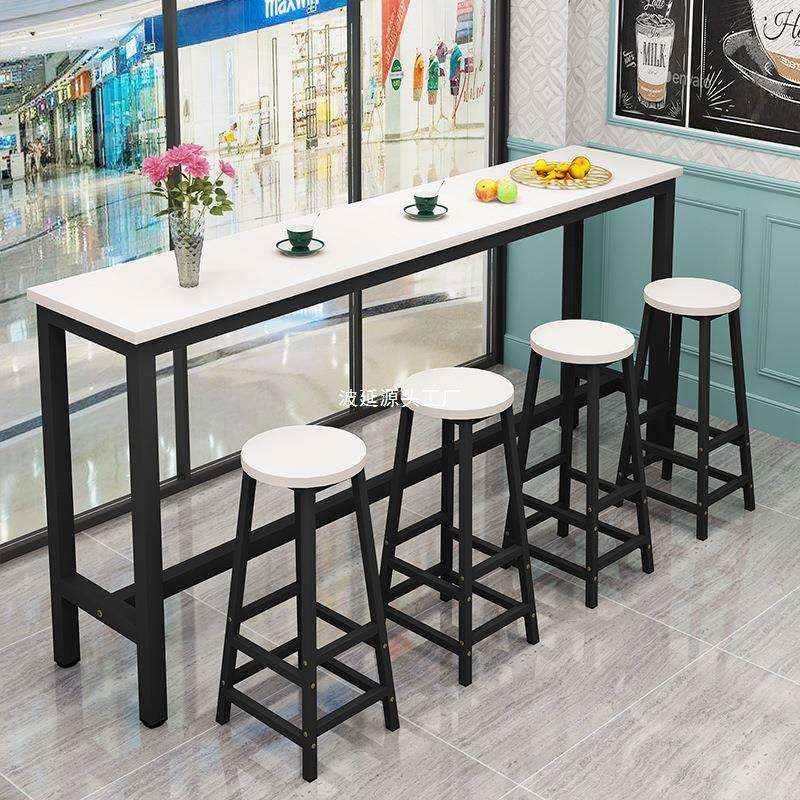 长条高桌子靠墙吧台桌高脚桌家用简约现代小吧台阳台餐桌奶茶店桌图片