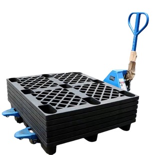 单面九脚黑色塑料卡板塑胶叉车托盘防潮地台板仓储垫板栈板网格