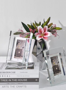 现代简约手工切面高档K9水晶相框家F居卧室书房桌面酒柜婚纱照摆