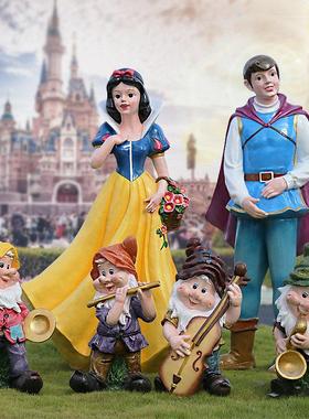 户外园林玻璃钢卡通人物白雪公主小矮人花园幼儿园装饰品雕塑摆件