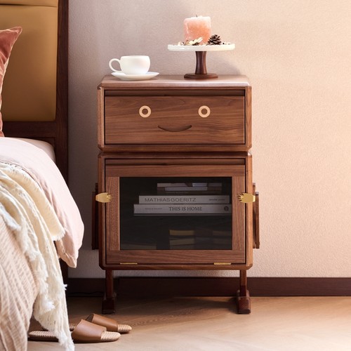 青春潮机器人斗柜儿童房床头柜家用沙发侧边柜童趣家俱黑胡桃木